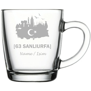 aina Türkische Teegläser Cay Bardagi türkischer Tee Glas mit Name isimli Hediye - Teeglas Graviert mit Namen 63 Sanliurfa