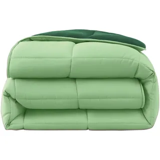 Wometo Plüsch Steppbett 155x220 Oeko-Tex®, Wende-Design grün Textil, cm, Schlaftextilien, Bettdecken