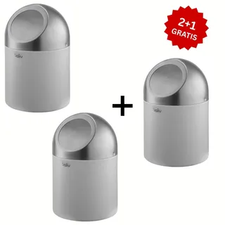 baliv Kosmetikeimer 3 für 2 1,25 l Weiß Edelstahl Schwingdeckel Bad WC Mülleimer