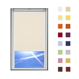 Dachfensterrollo guenstig nach Maß, Stoff Polyester, Farbe beige, mit Kassette oder als Springrollo, weitere 120 Farben im Shop
