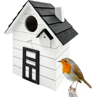 Buntes Vogelhaus & Nistkasten aus MDF-Holz – ca. 20 x 17 x 12 – weiß