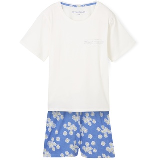 TOM TAILOR Damen Kurz-Pyjama mit Blumenmuster, blau, Blumenmuster, Gr. S/36
