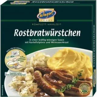 Wingert Fertiggericht Rostbratwürstchen mit Kartoffelpüree und Weinsauerkraut 480 g