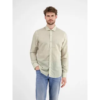 Langarmhemd LERROS "Langarmhemd mit Haifischkragen, floral bedruckt", Herren, Gr. 3XL, Normalgrößen, weiß, 55% Leinen, 45% Baumwolle, Hemden