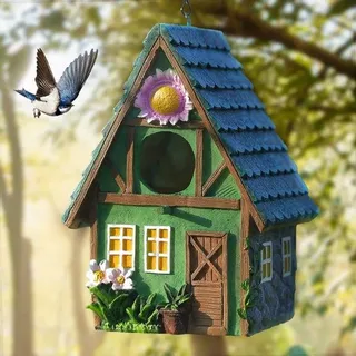 Famanu Vogelhaus wetterfest mit bunten Motiven - für Garten und Terrasse