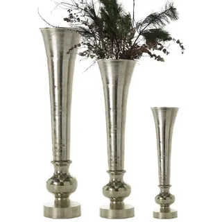 baario Bodenvase Bodenvase ROMA silber 100cm, hoch groß Aluminium Dekovase Pokalvase Antik Design silberfarben 28 cm x 100 cm