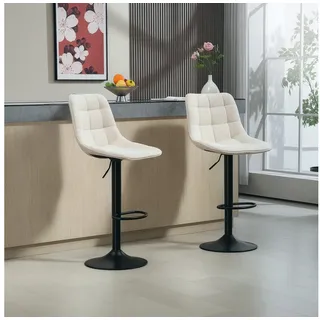 Homcom Barhocker mit Lehne 2er Set höhenverstellbar drehbar gepolstert  Beige