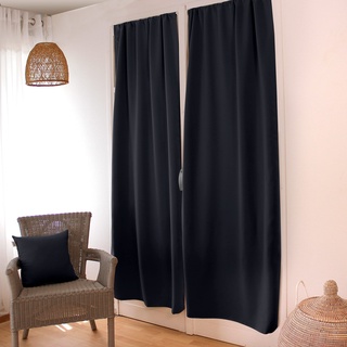 Enjoy Home – Türvorhang, Blickdicht, mit Stangendurchzug – 100% Polyester – 90 x 210 cm – Stoff Zertifiziert nach Öko-Tex – fertig zum Aufhängen – pflegeleicht – Kollektion Basic – Farbe Dunkelgrau