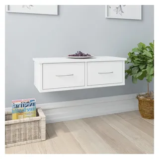 furnicato Wandregal mit 2 Schubladen 60x26x18,5 cm Weiß Massivholz, 1-tlg., Schweberegal mit 50 kg Tragkraft und Stauraum für das Wohnzimmer weiß