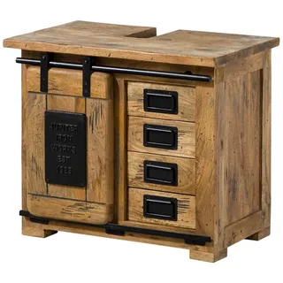 MASSIVMOEBEL24.DE Waschbeckenunterschrank Mango 70 x 60 x 40 cm Beige