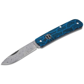 Böker Plus Taschenmesser Tech Tool Blue Damast Slipjoint Messer Clip blau