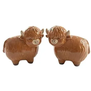 Sass & Belle Salz- und Pfefferstreuer Highland Cow, Keramik, Shaker, Braun