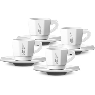 Bialetti Cups, Porcelain, White and Silver, 4
