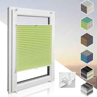 Home-Vision® Premium Plissee Faltrollo ohne Bohren mit Klemmträger / -fix (Grün, B80cm x H150cm) Blickdicht Sonnenschutz Jalousie für Fenster & Tür