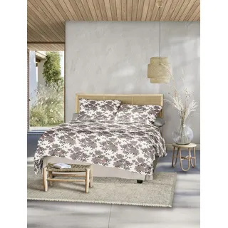 IRISETTE Easy-HK 8618 floral Seersucker grau 155 x 220 cm + 2 x 80 x 80 cm