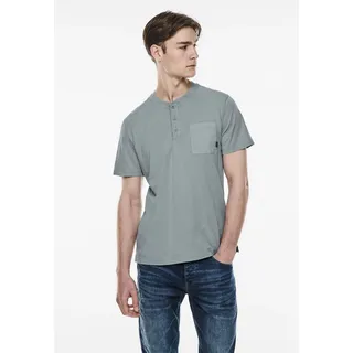 STREET ONE MEN T-Shirt mit Brusttaschen und Knopfleiste grau