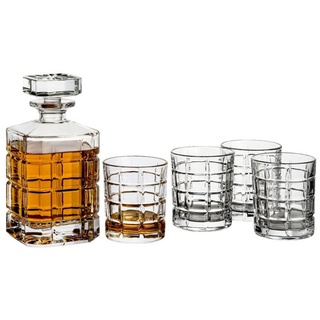gouveo Karaffe Whiskykaraffe mit 4 Gläser - Whisky-Set aus hochwertigem Glas weiß