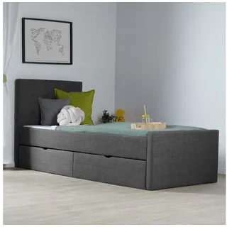 Homestyle4u Polsterbett 90 x 200 cm Grau