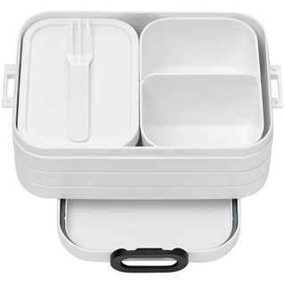 Mepal Bento-Lunchbox Take A Break Weiß midi – Brotdose mit Fächern, geeignet für bis zu 4 Butterbrote, TPE/pp/abs, 0 mm