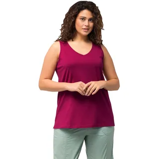 Ulla Popken Damen Feminines Top mit V-Neck T-Shirt, magnolienrot, 62-64
