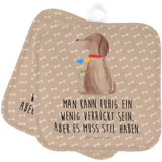 Mr. & Mrs. Panda Topflappen Hund Blume - Geschenk, Vierbeiner, Hundeliebe, Haustier, Hundebesitzer, Hunde, Topflappen lustig, Topflappen mit Spruch,
