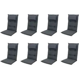 Doppler 8 mal Luxus Hochlehner Auflage mit Kopfkissen 940", 120 x 50 x 8 cm, Uni Anthrazit, Baumwollmischgewebe, Made IN Europe