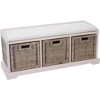 Mendler Sitzbank Bienne 112 x 46 x 37 cm Weiß