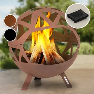 BlumfeldtFeuerschale Robuste Outdoor-Stahl-Feuerschale groß für Balkon & Camping, mobile Feuerschale 68 cm mit Standfuß, witterfest für den Garten