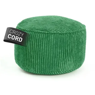 Lumaland Pouf Sitzsack-Hocker Pouf rund Cord 50l dunkelgrün, supersofte Füllung EPS-Perlen grün 25 cm x 45 cm x 25 cm