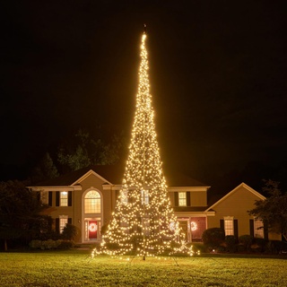 Fairybell LED-Weihnachtsbaum für draussen - 10 Meter - 2000 LEDs - Weihnachtsbaum im Fahnenmast - Warmweiss - Geeignet für vorhandene Fahnenmasten