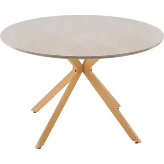 FURNLUX Esstisch Piazza Marmor Grau Und Eiche 120cm / Hauptfarbe: Grau / Abmessungen: 120 x 120 x 75 cm - Grau
