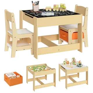 Woltu Kindersitzgruppe, (1-tlg), Maltisch Kindermöbel, Tischplatte abnehmbar beige|gelb 60 cm x 48 cm x 62 cm