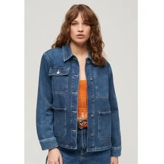 Superdry für Damen. W5011677A Jeansjacke Chore blau (XS), Lässig, Baumwolle, Denim, Langarm