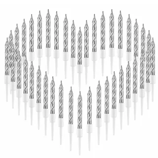 40 Stücke Geburtstagskerzen, Spiral Kerzen Geburtstag,Birthday Candles | Kuchenkerzen,Kerzen Deko Geburtstag Mädchen Junge, Geburtstagsdeko Hochzeit Party Kuchen Dekorationen (Silver)