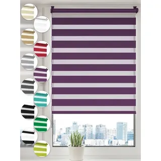 Doppelrollo Klemmfix ohne Bohren Rollos für Fenster und Tür Seitenzugrollo, Sonello, blickdicht, ohne Bohren, freihängend, Klemmfix, 60cm x 100cm Lila Duo Rollo, Lichtschutz, Jalousie mit Klemmträger lila 60 cm x 100 cm