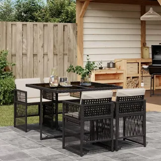 IKAYAA Gartenmöbel Set 5-tlg. Schwarz