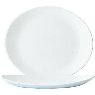 12 x Steak-Teller flach RESTAURANT UNI 30 cm  Höhe 30 mm, Durchmesser 300 X 261 mm Arcoroc Blanc gehärtet