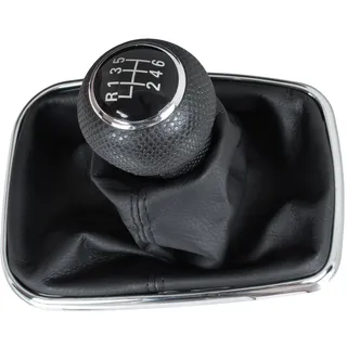 Vw Golf Iv 97-03 Schwarzer Schaltknauf + Schaltsack Mit Chromrahmen, 6 Gänge, Loch 23 Mm