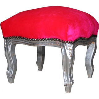 Casa Padrino Barock Fußhocker Pink/Silber / Antik Stil Möbel - Hocker