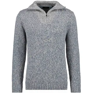 Troyer RAGMAN, Herren, Gr. 56, grau (grau, melange), Strick, 100% Baumwolle, hoch geschlossener Ausschnitt, Pullover Troyer