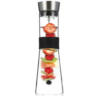 Klarstein Glaswerk Sile Karaffe 1 Liter Borosilikatglas Fruchtspieß mit Stopper