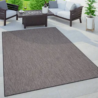 Paco Home Outdoor Teppich, Wetterfest Pflegeleicht für Garten, & Balkon 60x100 cm Anthrazit
