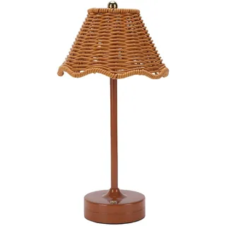 OVAQUIXI Vintage-Rattan-Tischlampe, Kabellose Korblampe mit 3 Farbtemperaturoptionen für Schlafzimmer und Wohnzimmer (BROWN)