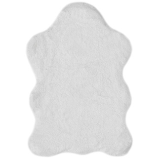 andiamo Kunstfell Novara Teppich Schlafzimmer - flauschiger Teppich zur Verwendung als Bettvorleger Schlafzimmer - gemütlicher Fellteppich Lammfell Imitat 55 x 80 cm Weiß