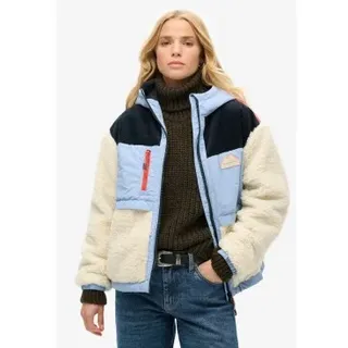 Superdry für Damen. W5011772A Borrego Jacke blau, cremefarben (L), Weiß, Lässig, Polyester