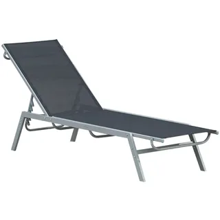 Outsunny Garten-Sonnenliege 5-Stufige Rückenlehne Relaxliege Metall Schwarz