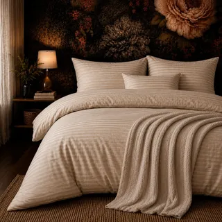 ZIRVEHOME Bettwäsche 135x200 cm, Beige, 4-teilig