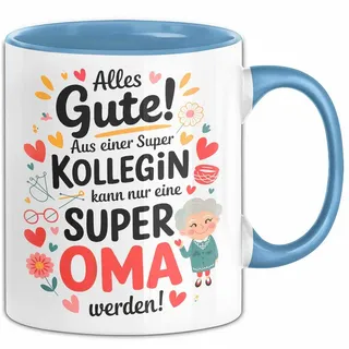 Trendation Tasse Oma Tasse Geschenkidee Beste Kollegin Oma Geschenk blau