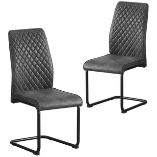 B&D home THEO 2er Set, Küchenstuhl Bürostuhl Schwingstuhl Freischwinger Stühle für Küche, Esszimmer, Büro, Industrial modernes Design, Wildleder Optik Anthrazit, 11138-ANTR-2