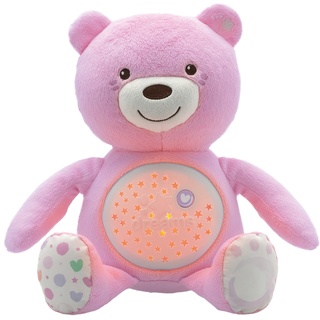 Chicco Kuscheltier Baby Bär mit Lichtprojektion, rosa